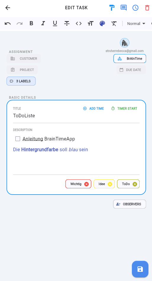 Task Edit Details